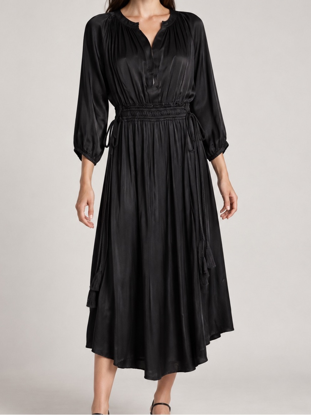 Apiece Apart Black Satin Midi Maxi Dress Women’s Sz. 4